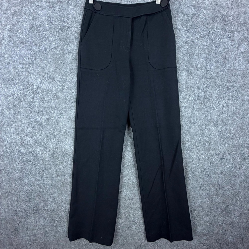 Ba&sh Office Pants Women XS Black Stretch Comfort Flat Front Straight Leg Career